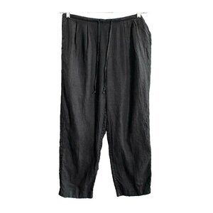 VALERIE STEVENS Women Linen Pants Size S Black Wide Leg Casual Beach 44-11